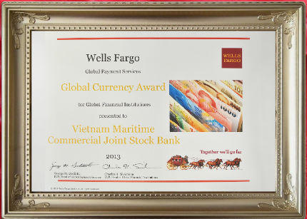 Maritime Bank là ngân hàng duy nhất tại Việt Nam nhận giải thưởng Thanh toán đa tệ năm 2014